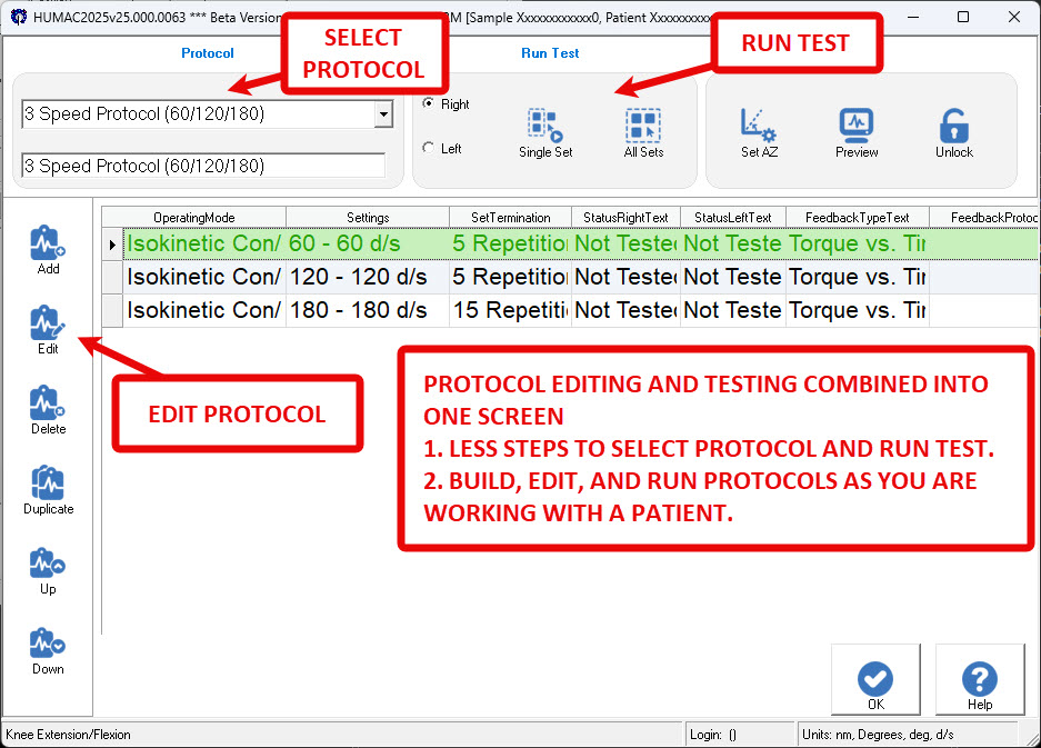 Protocol & Test Status Screens Combined Into One